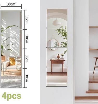 Дзеркала на клейкій основі Spiegel 35x35 - набір з 4 шт. для кухні, ванної кімнати, спальні. DIY дзеркала на стіну 35x35 см, скло HD