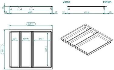 Органайзер для столових приборів ORGA-BOX II для шаф Nobilia 45 см (до 07/2012), сірий, 462x355 мм (509 мм для корпусу 60 см)