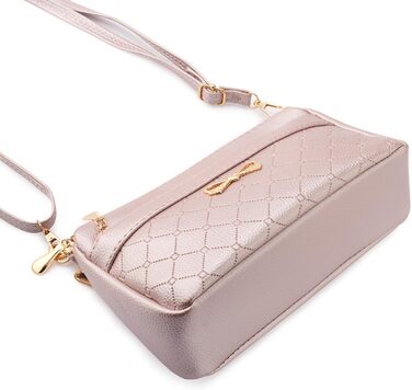 Сумка жіноча через плече маленька елегантна з тисненим візерунком, PU шкіра (Рожевий металік)