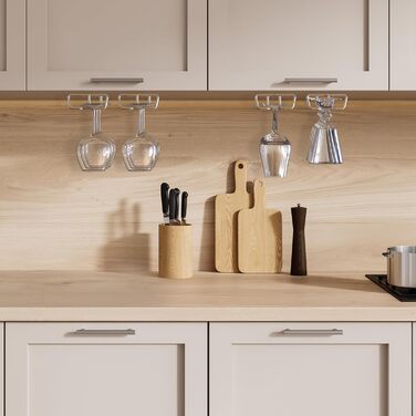 Підставка для винних келихів на ніжці DecoBros, хром, 2 шт. - Single Rail Wine Glass Rack