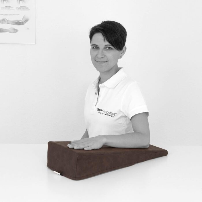 AFH Armlagerungskeil Quality with high-quality, removable artificial leather cover, color anthracite-brown