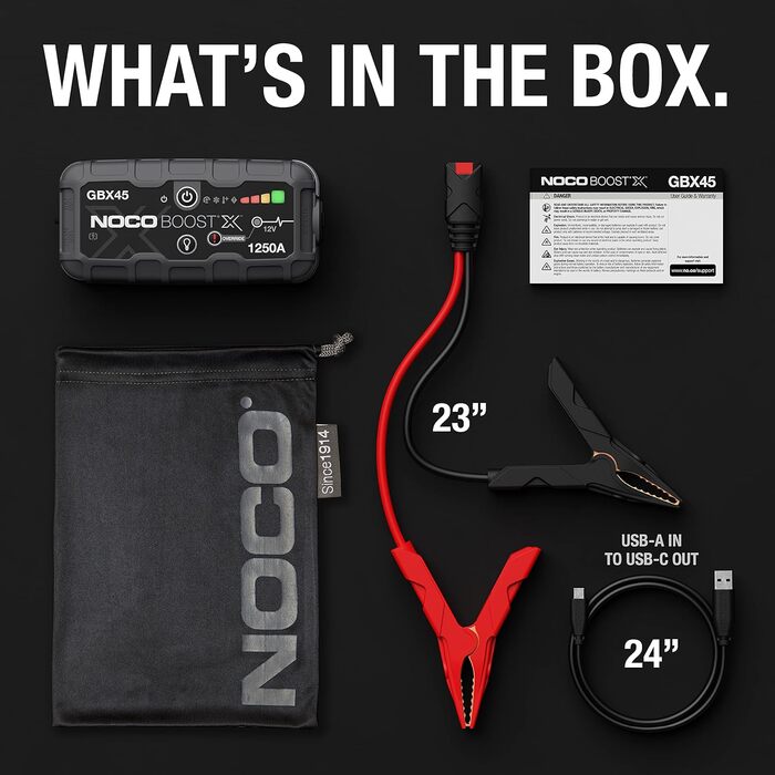 NOCO Boost X GBX45: Пусковий пристрій (бустер) 12V, 1250A, для бензину до 6.5л/дизеля до 4.0л + кабелі