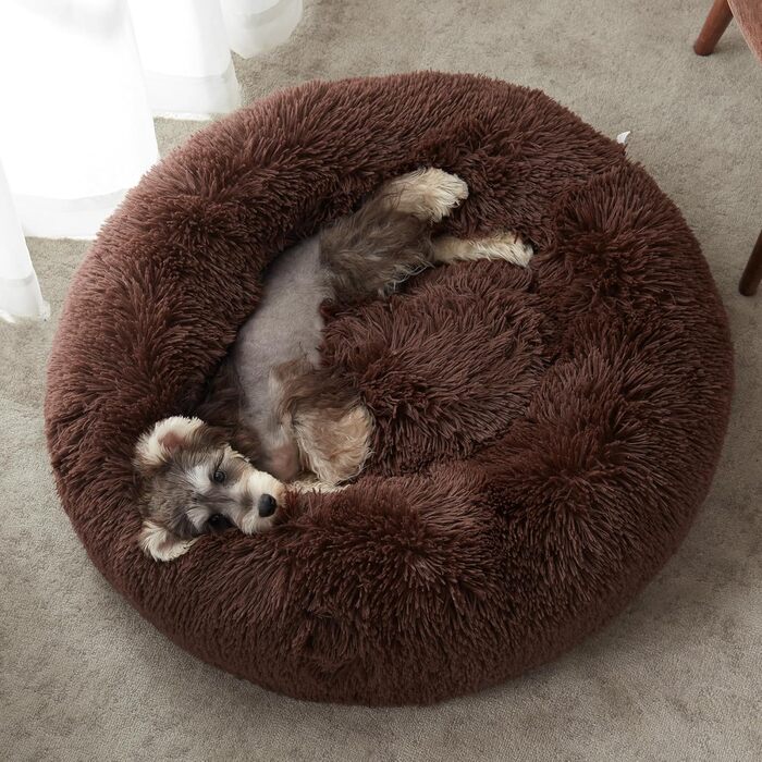Western Home Dog Bed Run, Cat Bed Fluffy, Dog Cushion for Small Dogs, Washable Dog Bed, Dog Basket, Cat Basket for Sleeping 60 cm (L 70 x W 70 x H 20 cm, Dark Brown)