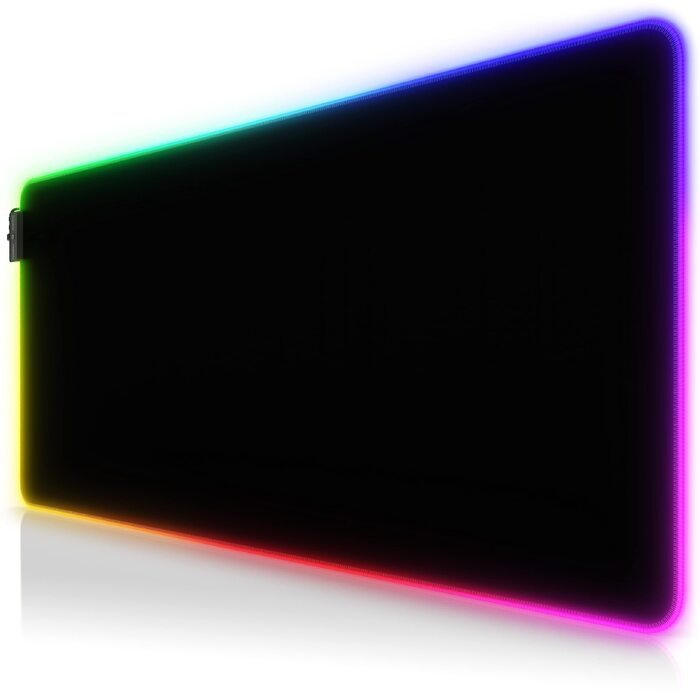 Ігровий килимок для миші TITANWOLF RGB LED XXL (800x300 мм), багатоколірна підсвітка, 11 режимів, вологостійкий, чорний (Black Pro)