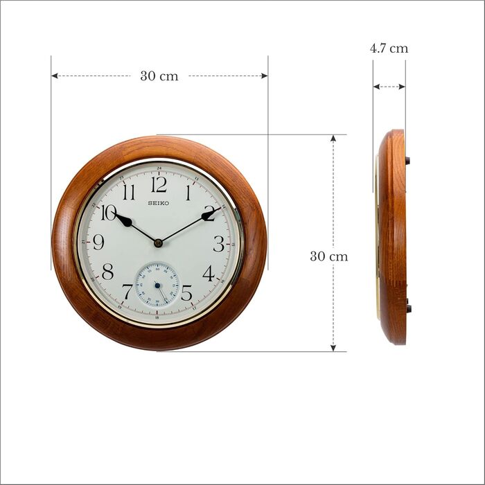Seiko Wall Clock Brown Wood (Oak) Sweeping Second QXA432B