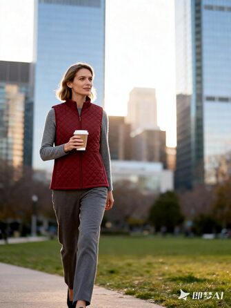 Жіночий жилет Bienzoe без рукавів, стеганий, на блискавці, бавовна, XXL, Бордовий