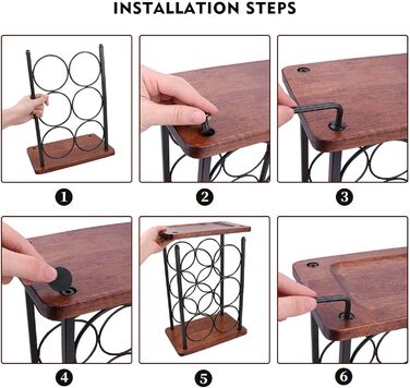 Wine rack with glass holders, tabletop wine rack with tray, freestanding wooden wine rack, perfect for home decor & kitchen storage rack, etc. (holds 6 bottles and 2 glasses) (Holds 6 Bottles)