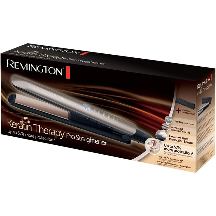 Випрямляч для волосся Remington S8593 Keratin Protect: професійний, з датчиком захисту, кератин-керамічне покриття з мигдалевою олією, цифровий дисплей, 160-230°C