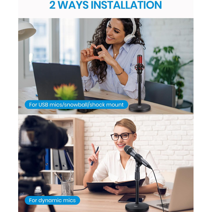 Підставка для мікрофона Moukey на стіл з кліпсою, регульована, 5/8