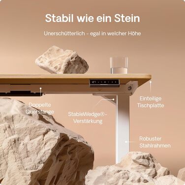 Електричний регульований стіл Desktronic HomePro 160x80 см – з двома моторами, сенсорним керуванням та USB-портами (білий + масив дуб)