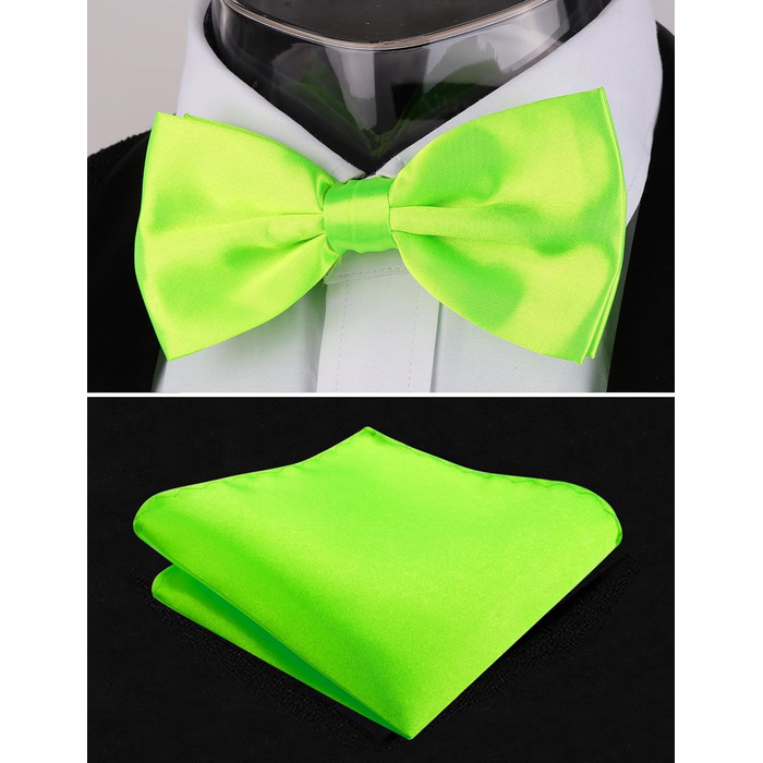 Метелик Alizeal чоловічий однотонний, з підтяжками та хустинкою в кишеню - подарунковий набір (132-лаймовий зелений)