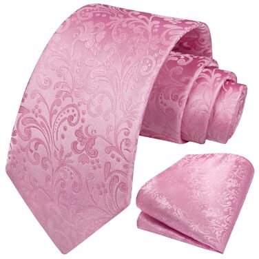 HISDERN Комплект краватки та нагрудного хустинки з квітковим візерунком Paisley, зелений (рожевий)