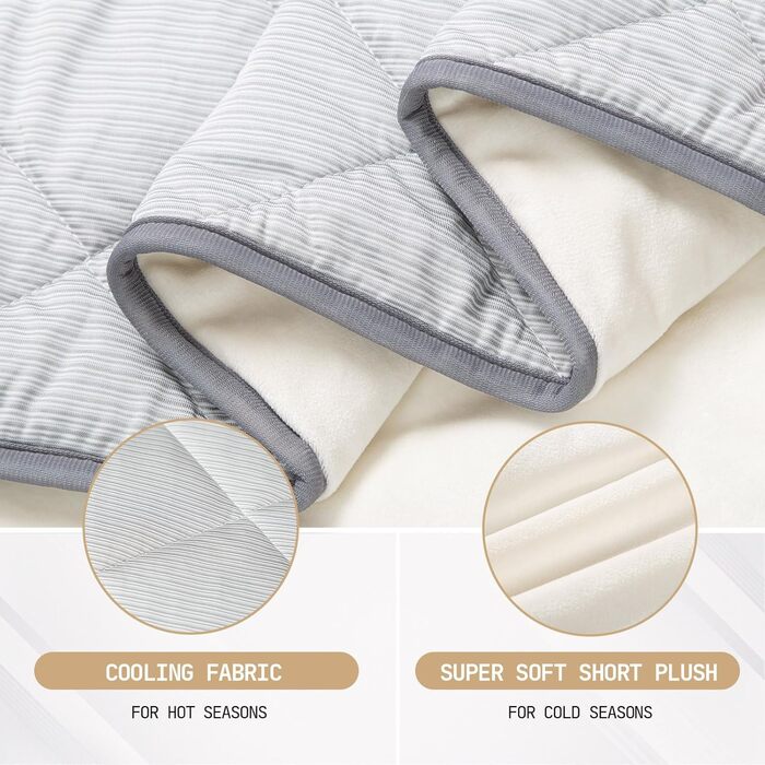 Килимок для собак та котів, ультрам'який, водонепроникний, 75x60 см, миючий, двосторонній (охолоджуючий та зігріваючий) для цілорічного комфорту, сірий та білий