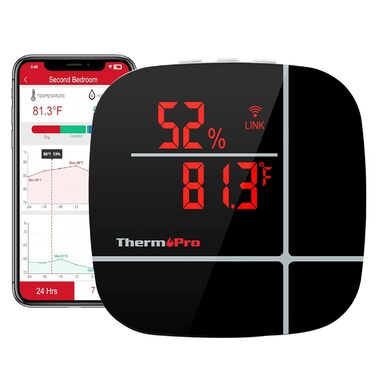 ThermoPro WiFi Thermometer Hygrometer TP90, WiFi Temperature Sensor Humidity Meter with App, Rechargeable Smart Temperature Humidity Monitor with Historical Data, Wireless