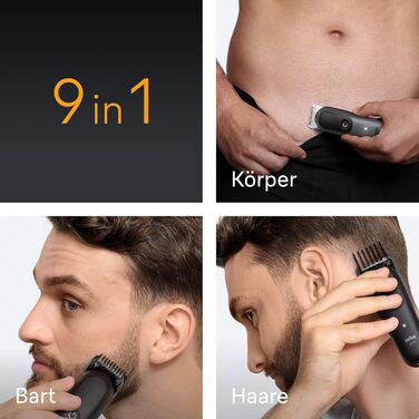 Braun Multigroom Series 5 AIO5545: Триммер для бороди, волосся та тіла 9-в-1, водонепроникний, акумулятор 120 хв, сірий