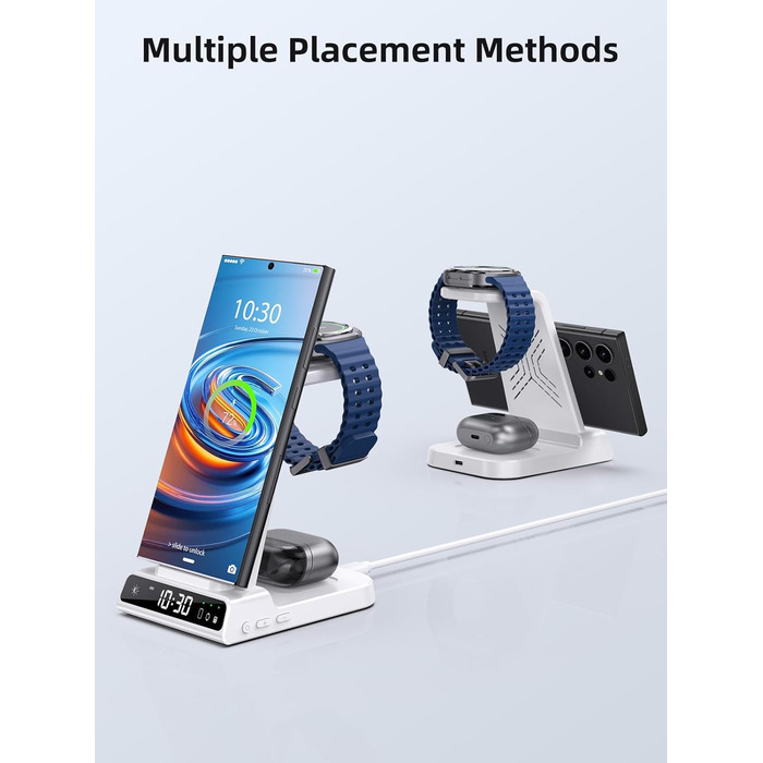 Бездротовий зарядний пристрій для Samsung Galaxy S25 Ultra, Watch Ultra/8/7/6, S24 Z Fold 6/Z Flip 6, Buds - зарядка