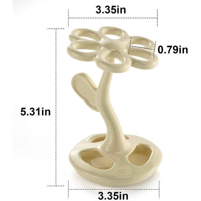 Тримач для зубних щіток та пензлів з кераміки, 6 відділень (сріблястий) (Mitch)