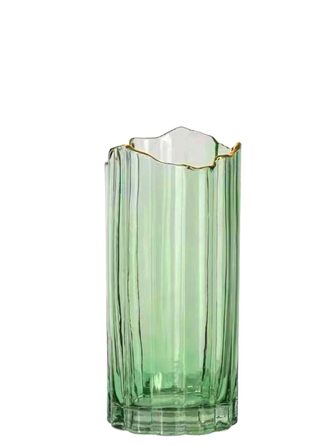 Висока скляна ваза для квітів, велика ваза-циліндр для декору інтер'єру (зелена, 10x10x25 см)