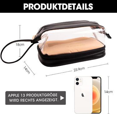 Косметичка для жінок велика чорна, водонепроникна, органайзер для макіяжу з відділенням для пензлів, для подорожей