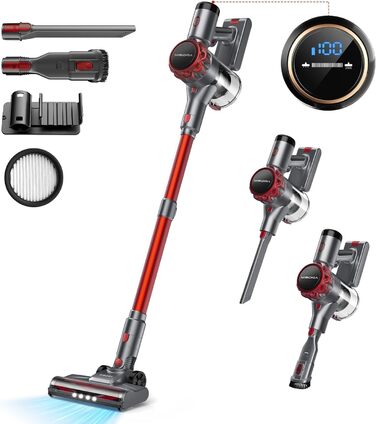 Бездротовий пилосос 40000Pa з акумулятором, 55 хв роботи, сенсорний екран та щітка Anti-Tangle, для твердих поверхонь, килимів, шерсті тварин