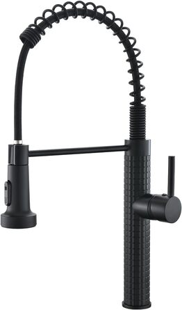 Сучасний кухонний змішувач з висувною лійкою AIMADI 360° з нержавіючої сталі, чорний/рожеве золото, для кухні