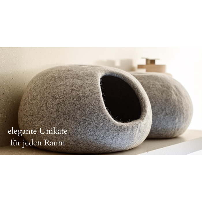 Cat Cave Cat Bed Cat House XL – also suitable for large cats – robust on the outside & cuddly soft on the inside – 5 colors – finest wool – Light Grey