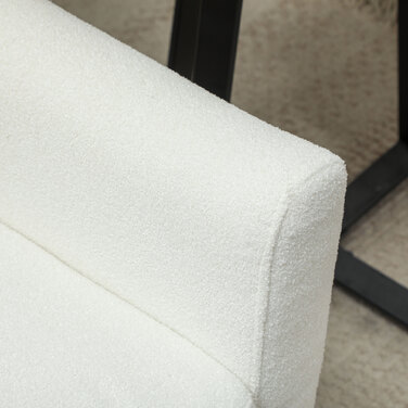 HOMCOM Armchair Living Room Wingback Chair Upholstered Tufted Lounge Chair Recliner with Teddy Fleece Look, Wooden Legs, Upholstered Chair for Bedroom, White | Aosom