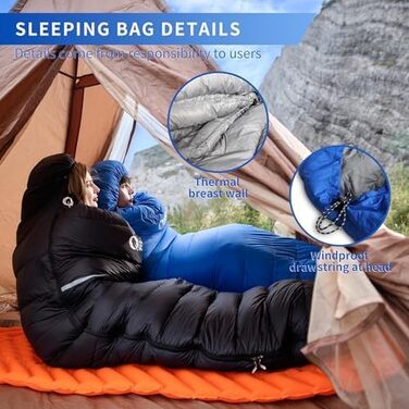 QEZER Down Sleeping Bag - Winter Outdoor Sleeping Bag -8°C to -23°C | Camping, Hiking & Trekking