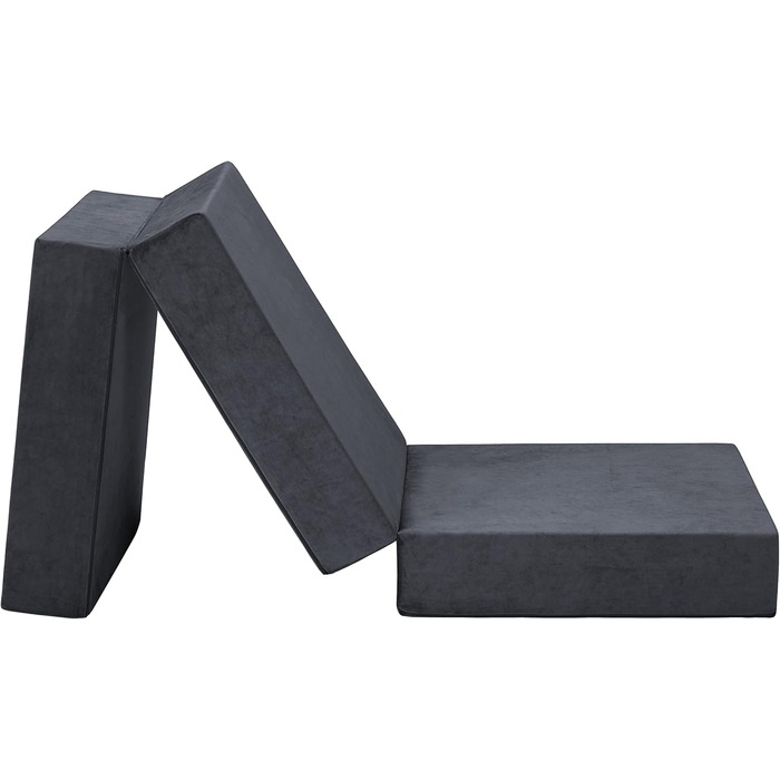 Складаний гостьовий матрац Badenia Trendline XXL, поліестер, 196x65x15,5 см, висота 15 см, плюш, сертифікат Öko-Tex, антрацит, виготовлений за німецьким стандартом якості