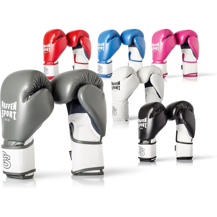Боксерські рукавички Paffen Sport FIT з дихаючою сіткою на долоні для боксу, кікбоксингу, муай-тай, K1 та інших єдиноборств, рожевий/білий (чорний/білий, 16UZ)