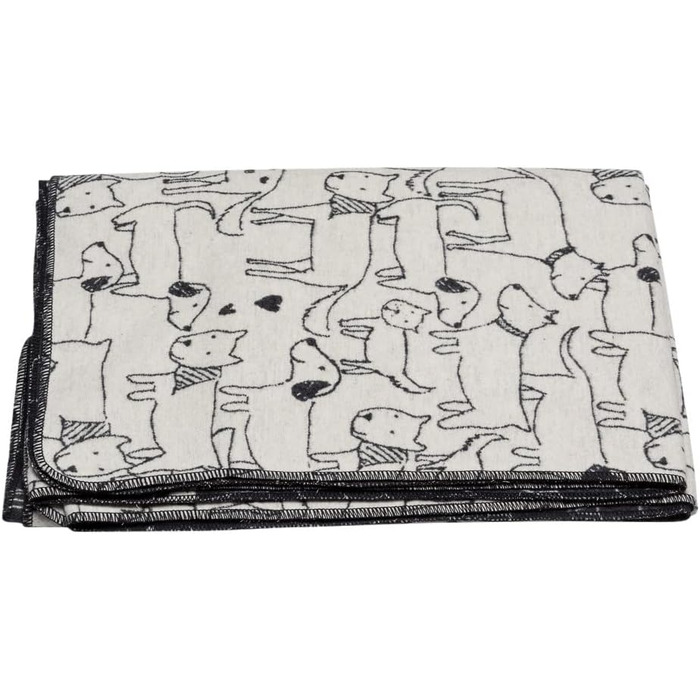 Плед David Fussenegger для дітей та собак Juwel, розмір 140/200 см, колір сиро-білий з візерунком, натуральний/антрацитовий