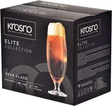 Набір склянок Krosno Dunkel Stout 0,5 л (6 шт.) - Elite колекція | Для дому та свят | Склянка для пива | Можна мити в посудомийній машині
