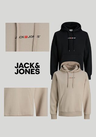 Набір чоловічих худі JACK & JONES (2 шт.) — бавовняний світшот з каптуром, вуличний одяг для відпочинку, кольори: чорний, темно-зелений/бежевий, розмір M