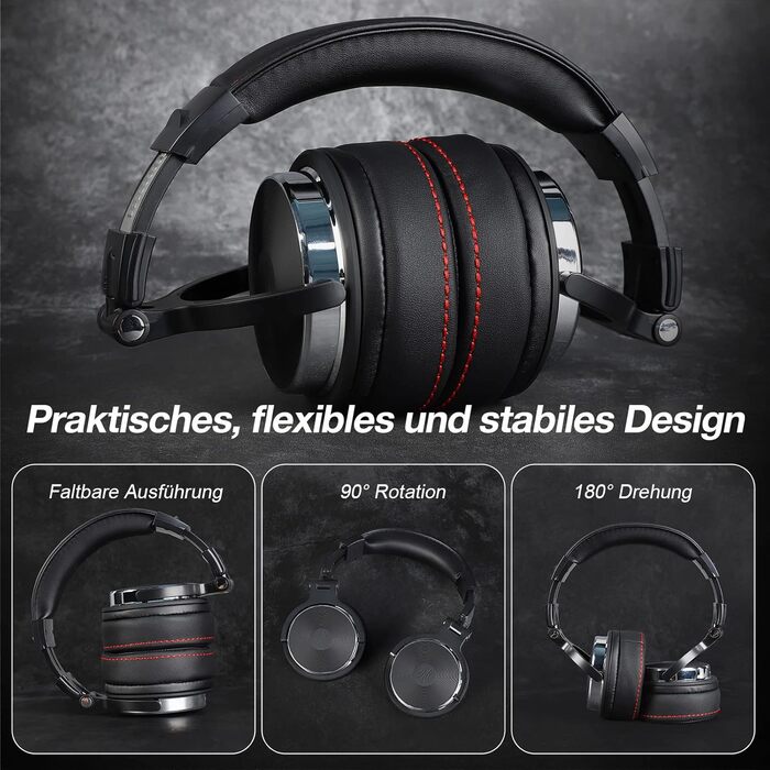 OneOdio Pro 50: Hi-Fi навушники для DJ та студії, 50мм драйвер, Share-Port, 6.35/3.5mm, чорний