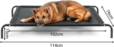 Dog bed made of Textilene fabric, (L) 100 x 76 cm, Black