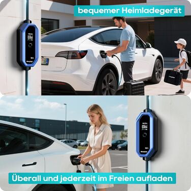 Кабель для зарядки електромобілів Schuko 3.68kW 6-16A з LCD-дисплеєм, 5м, IP65, 16A, для всіх електромобілів (IEC 62196-2, CCS2)