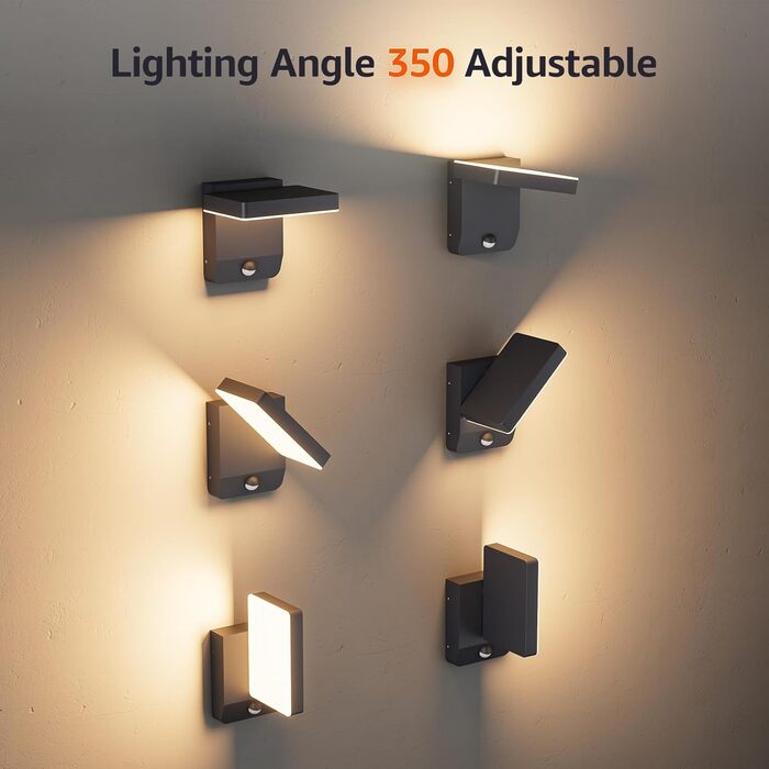 LED вуличний світильник K-Bright 20W з датчиком руху, 3000K, IP65, для балкона та саду, колір антрацит