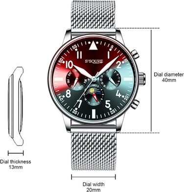 Чоловічий годинник, автоматичний механічний, на зап'ястя, аналоговий, з датою, з нержавіючої сталі. С-подібний ремінець, спортивні годинники, подарунок (сріблястий)