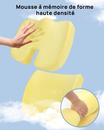 Ортопедична подушка для сидіння Feagar з memory foam, ергономічна подушка для офісного крісла, інвалідного візка, автокрісла, подушка для куприка, чорна (набір, XL (90-150 кг))