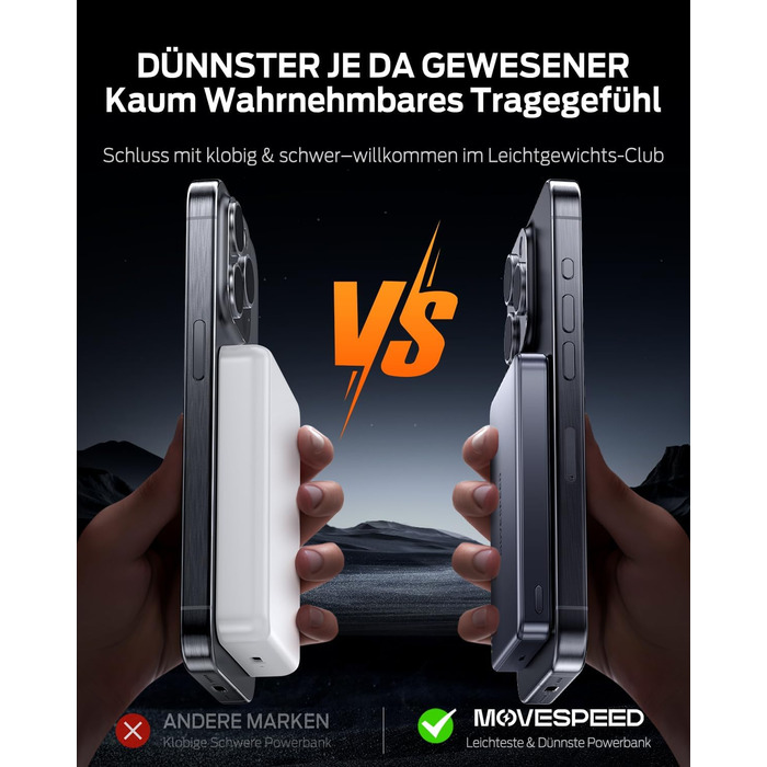 Power Bank MOVESPEED MagSafe 10000mAh Graphite Gray - Бездротовий зарядний пристрій для iPhone