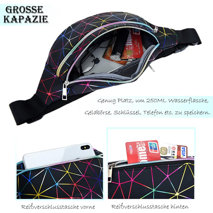 Чоловіча/Жіноча поясна сумка на пояс, бананка з PU шкіри, водонепроникна, чорна