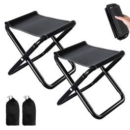 Складні стільці для кемпінгу, 2 шт. - компактні, легкі, для відпочинку на природі, риболовлі, пікніків, пляжу. З сумкою для зберігання, чорний