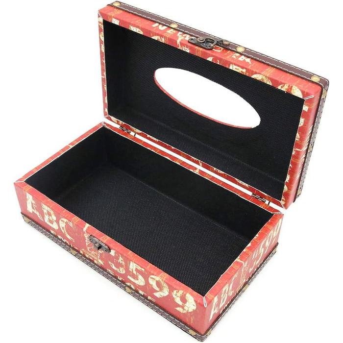 POFET Vintage Chic Shabby Wood Tissue Box Holder Rectangular Handcraft Tissue Paper Box Cover Serviette Organizer Holder Home Large Space Office Car Decoration with Metal Lock - Traffic Sign