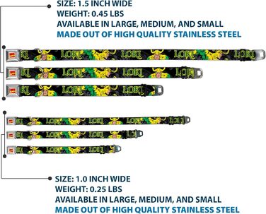 Нашийник для собак Marvel Comics Loki, чорний/сірий/жовтий/зелений, розмір M (11-17 дюймів, 2.5 см)