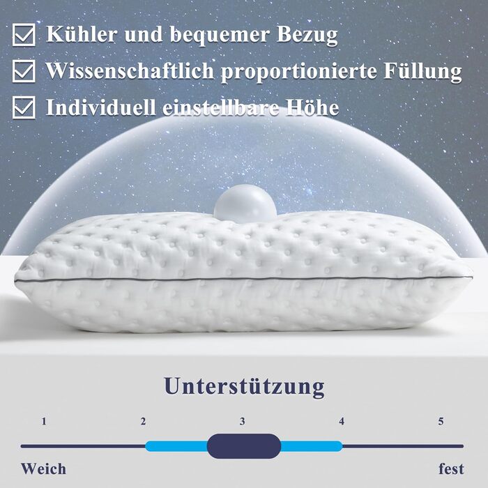 BedStory Memory Foam Pillow, Adjustable Height Pillow 40x80, Shredded Memory Foam Pillow, OEKO-TEX Certified Neck Support Pillow for Back and Side Sleepers, Washable Cover, 2 Pack 40x80