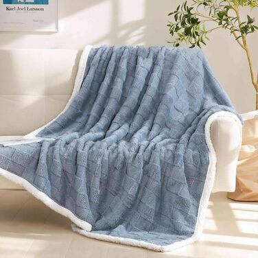 Плед Gracelife Sherpa-Fleecedecke: м'який, пухнастий, 152,4 x 203,2 см, великий, теплий, для дивану, всі сезони, колір: брудно-блакитний