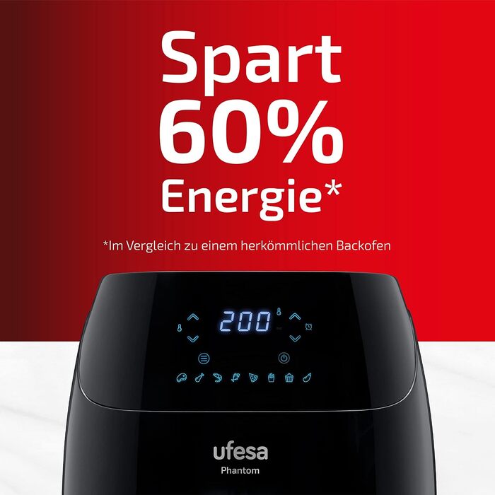 Фритюрниця Ufesa Phantom AF5000 з гарячим повітрям, 5л, з Wi-Fi, LED-дисплеєм, 1500W, ексклюзив Amazon