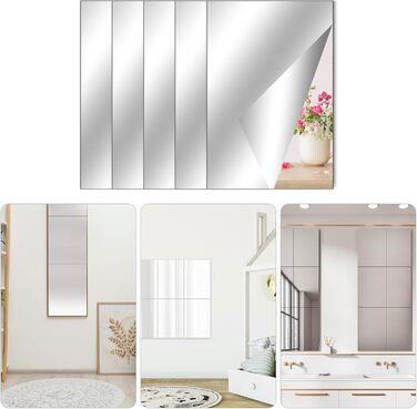 Самоклеючі дзеркала для плитки, 4 шт. 40x30 см, акрилові, гнучкі, для дому, школи, ванної кімнати