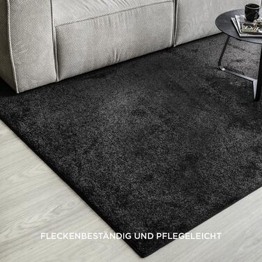 Килим для вітальні та спальні Carpet Studio Maine, 140x200 см, чорний, короткий ворс