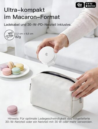 Бездротова зарядка 2-в-1 Qi2 25W для iPhone 17e/17/16/15/14/13/12/Air, Apple Watch, AirPods Pro/4/3/2 + Блок живлення 30W (Біла)